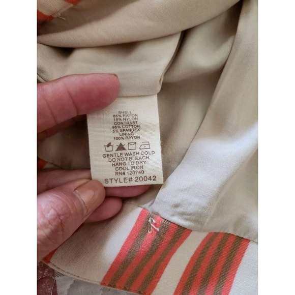 Mystree Women's Rayon Blend Chino Shorts Beige and Orange with Pockets Size L - Picture 11 of 11